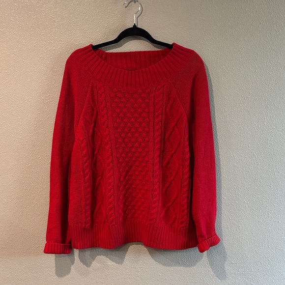 Chaps Vibrant Red Cable Knit Sweater - Picture 1 of 5